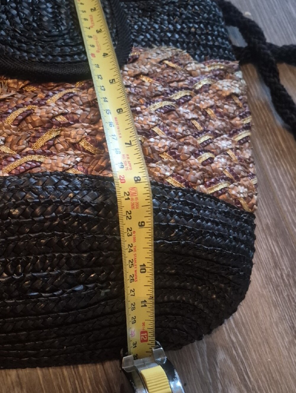 Woven Crossbody Bag in Black and Brown - Picture 4 of 6